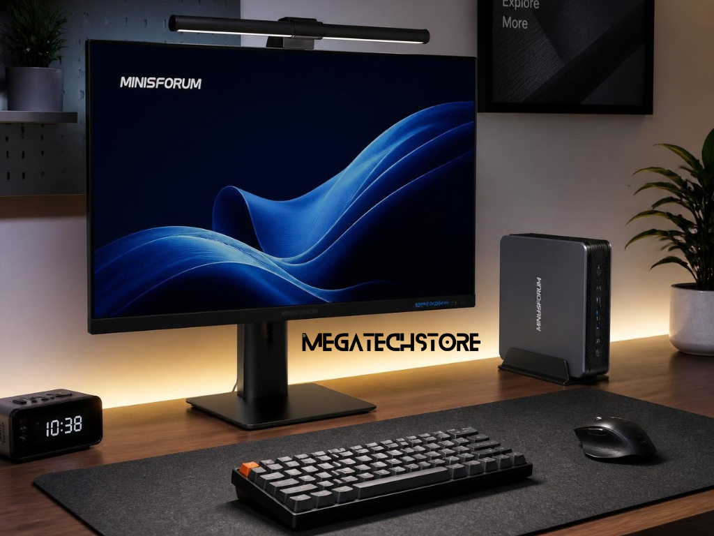 Minisforum PC gaming setup with monitor and peripherals