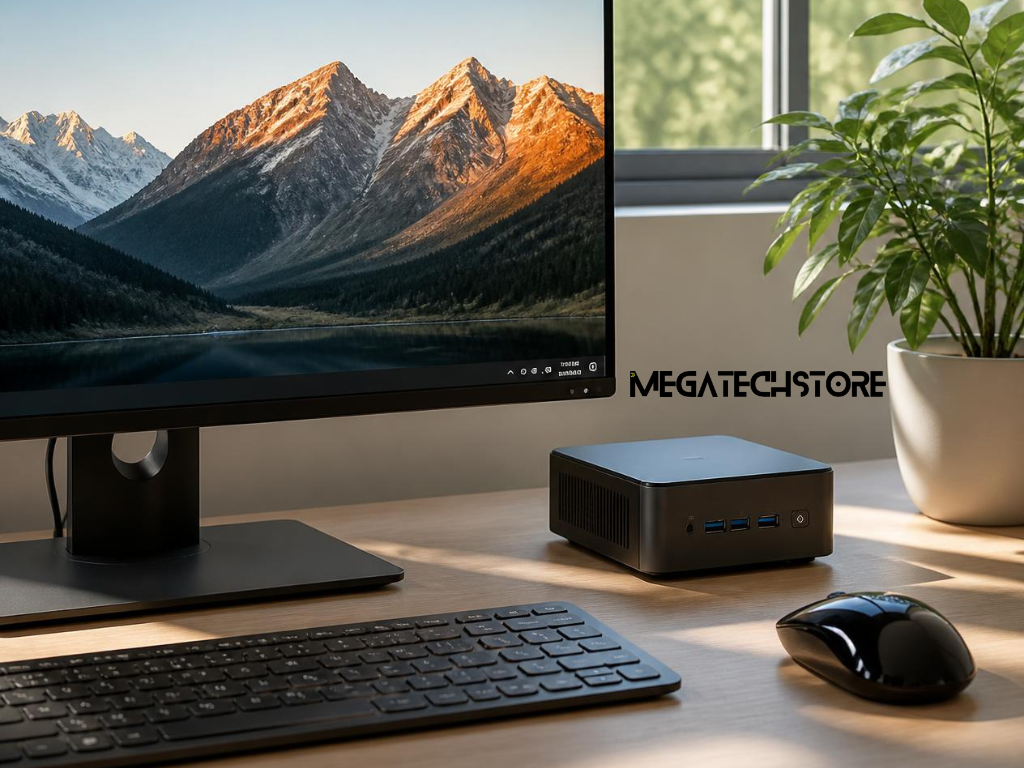 MINIX mini workstation and Minisforum storage system displayed on a technology desk. minisforum pc, minisforum australia, minisforum, minisforum N5 Pro, Minix ER 939 AI Pro, mini pc parts, pre build pc